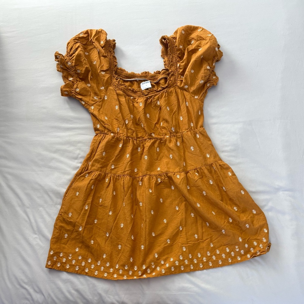 Old Navy Mustard Dress with Floral Accents